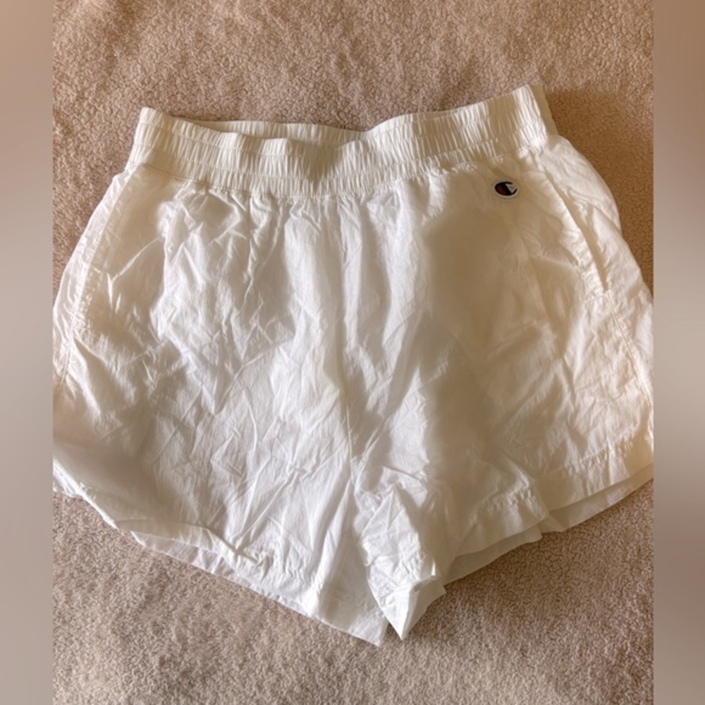 Champion White Women's Athletic Shorts with Small Logo